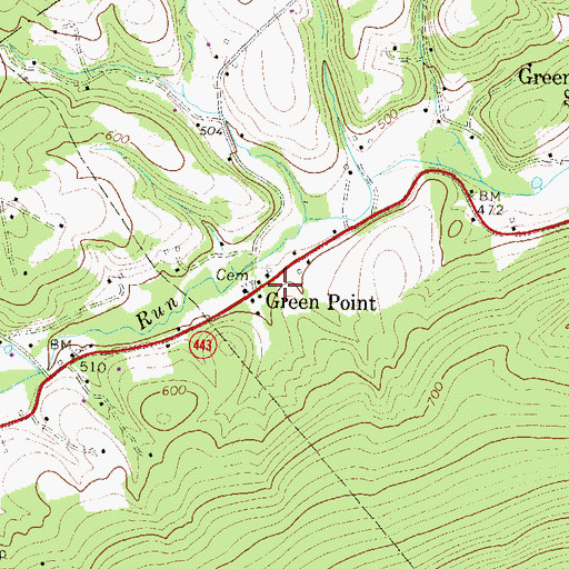 Topographic Map of Green Point, PA