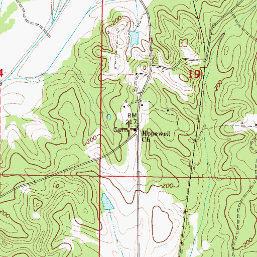 Topographic Map of Hopewell Church, AL