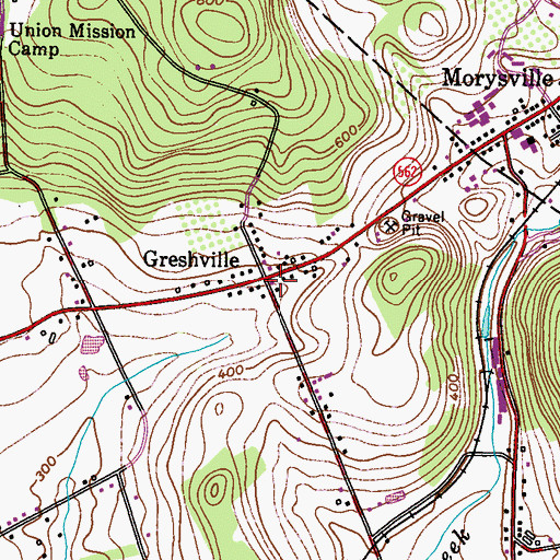 Topographic Map of Greshville, PA