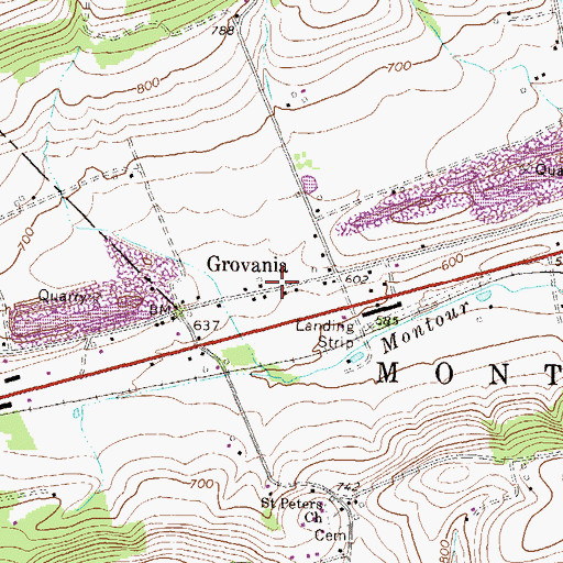 Topographic Map of Grovania, PA