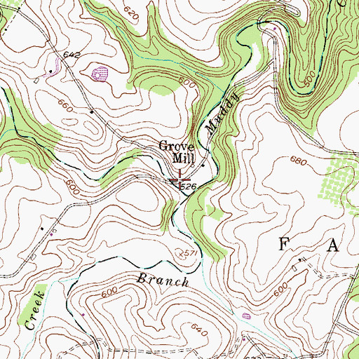 Topographic Map of Grove Mill, PA