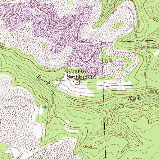 Topographic Map of Guenot Settlement, PA