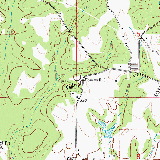 Topographic Map of Hopewell Church, AL