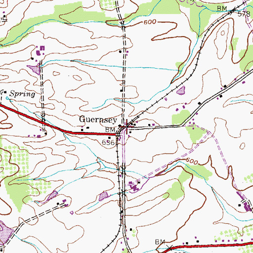 Topographic Map of Guernsey, PA