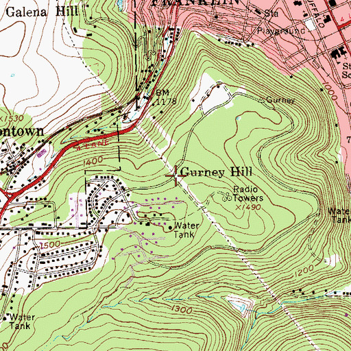 Topographic Map of Gurney Hill, PA
