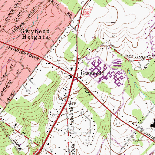 Topographic Map of Gwynedd, PA
