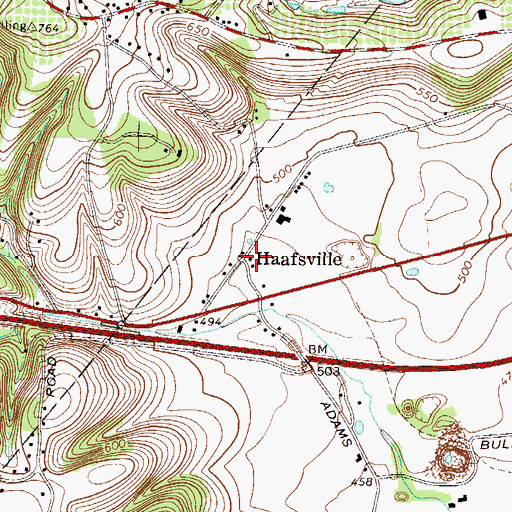 Topographic Map of Haafsville, PA