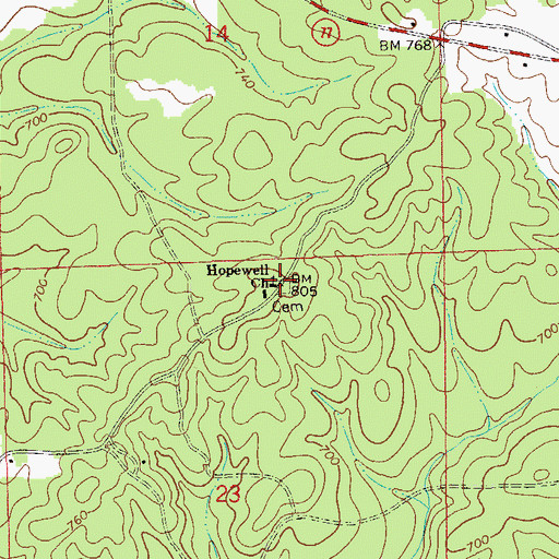 Topographic Map of Hopewell Church, AL