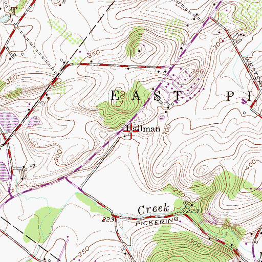 Topographic Map of Hallman, PA