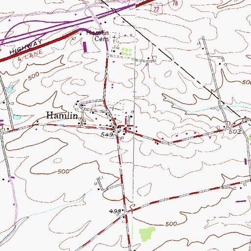 Topographic Map of Hamlin, PA
