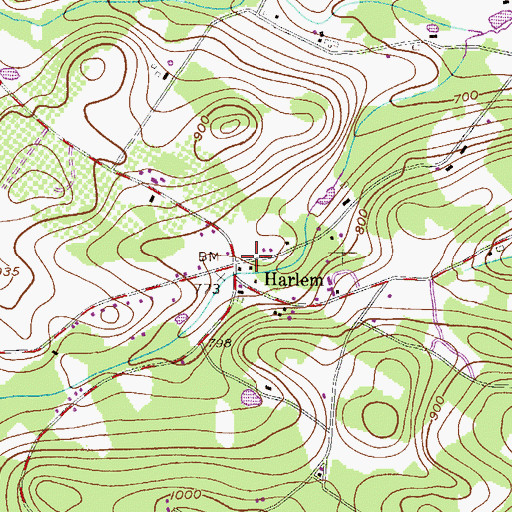 Topographic Map of Harlem, PA