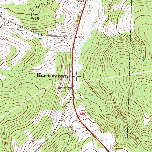 Topographic Map of Harmontown, PA
