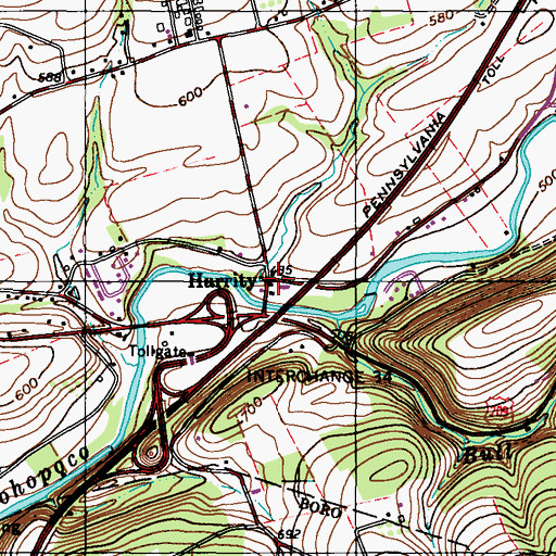 Topographic Map of Harrity, PA