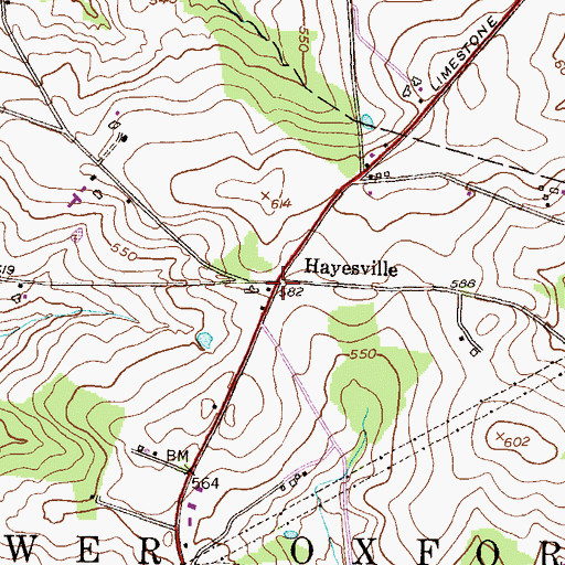 Topographic Map of Hayesville, PA
