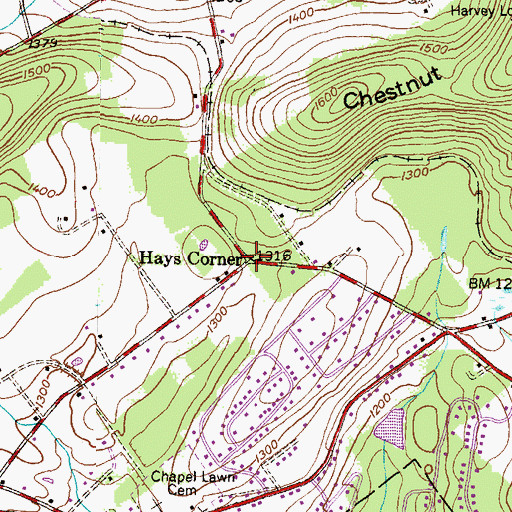 Topographic Map of Hays Corner, PA