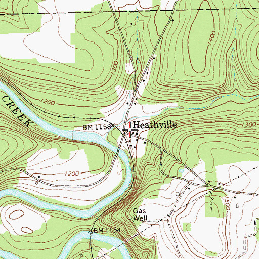 Topographic Map of Heathville, PA