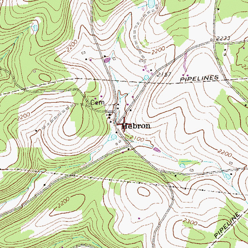 Topographic Map of Hebron, PA