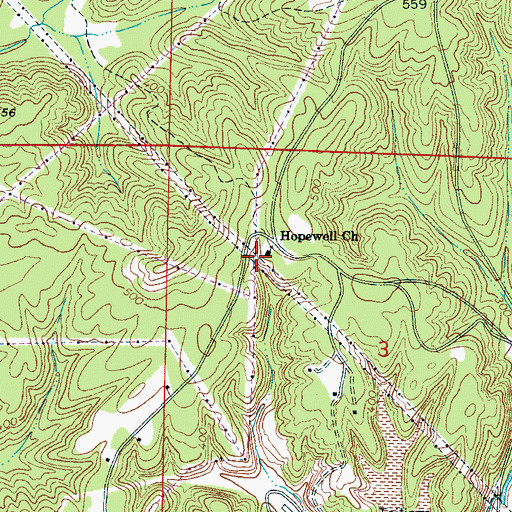 Topographic Map of Hopewell Church, AL