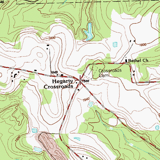 Topographic Map of Hegarty Crossroads, PA