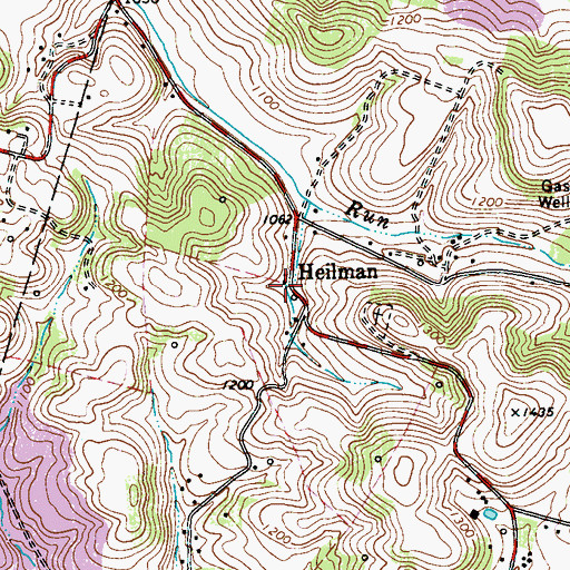 Topographic Map of Heilman, PA