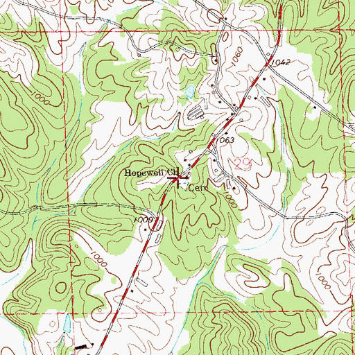 Topographic Map of Hopewell Church, AL