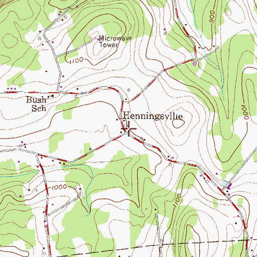Topographic Map of Henningsville, PA