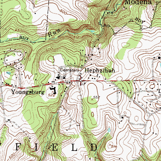 Topographic Map of Hephzibah, PA