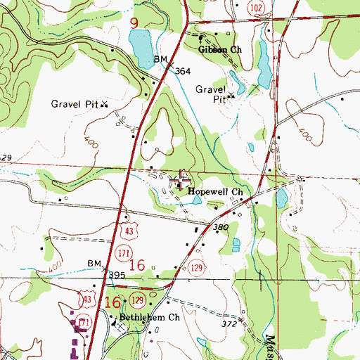 Topographic Map of Hopewell Primitive Baptist Church, AL