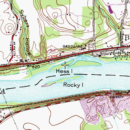 Topographic Map of Hess Island, PA