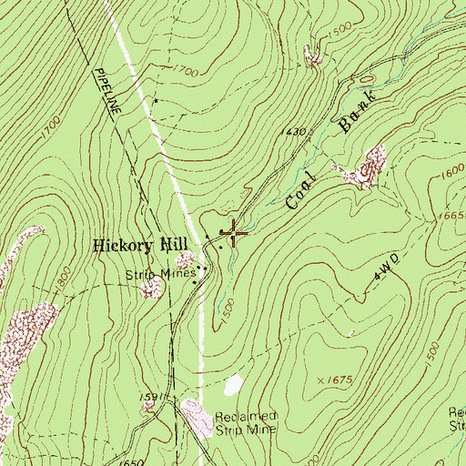 Topographic Map of Hickory Hill, PA