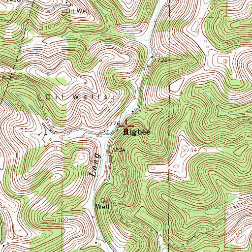 Topographic Map of Higbee, PA