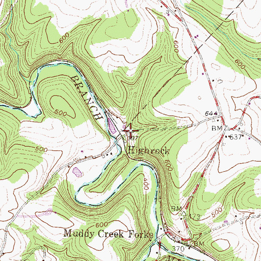 Topographic Map of Highrock, PA