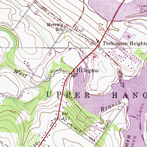 Topographic Map of Hillegass, PA