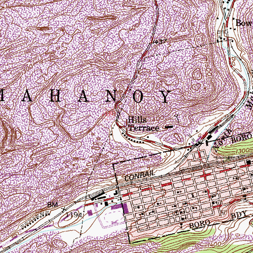 Topographic Map of Hills Terrace, PA