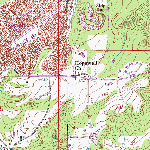 Topographic Map of Hopewell Church, AL