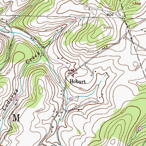 Topographic Map of Hobart, PA
