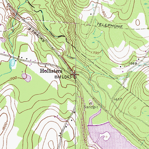 Topographic Map of Hollisters, PA