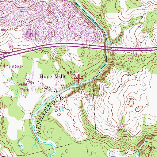 Topographic Map of Hope Mills, PA