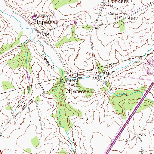 Topographic Map of Hopewell, PA