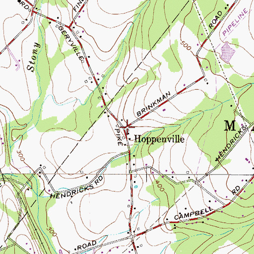 Topographic Map of Hoppenville, PA