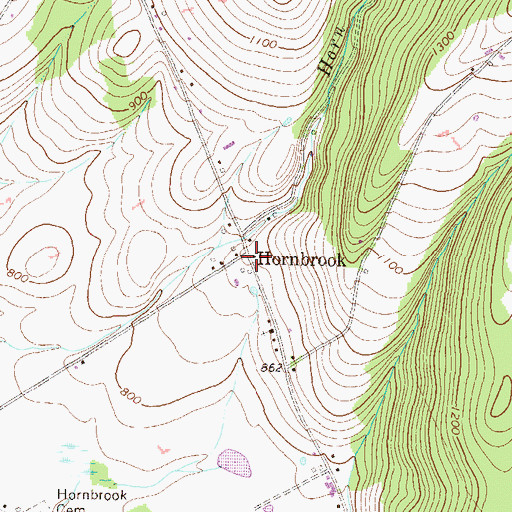 Topographic Map of Hornbrook, PA