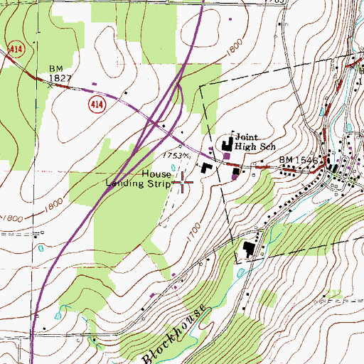 Topographic Map of House Landing Strip, PA