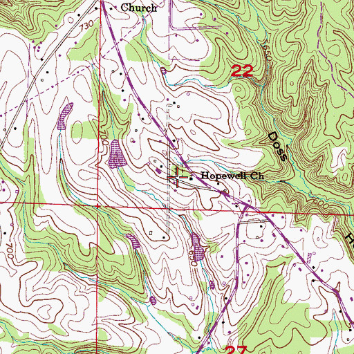 Topographic Map of Hopewell Church of Christ, AL