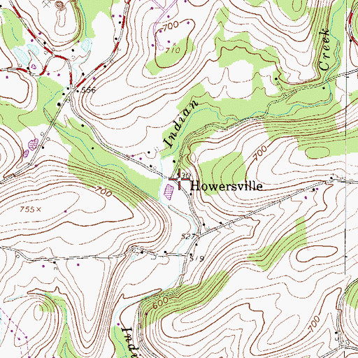 Topographic Map of Howersville, PA