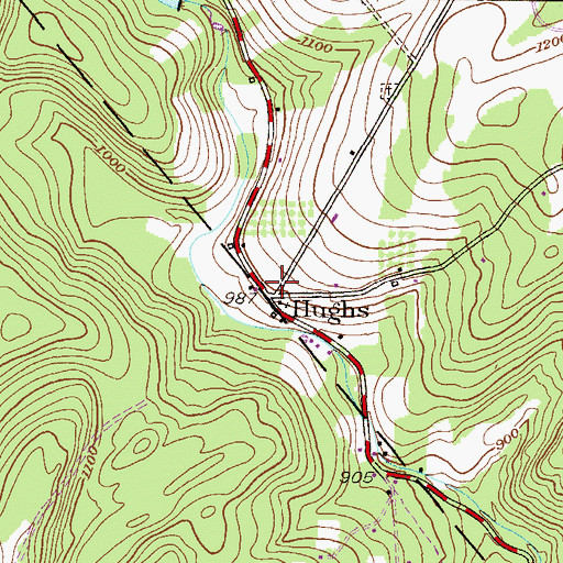 Topographic Map of Hughs, PA