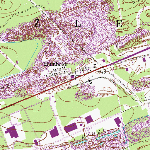 Topographic Map of Humboldt, PA