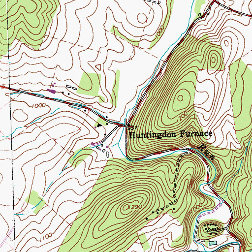 Topographic Map of Huntingdon Furnace, PA