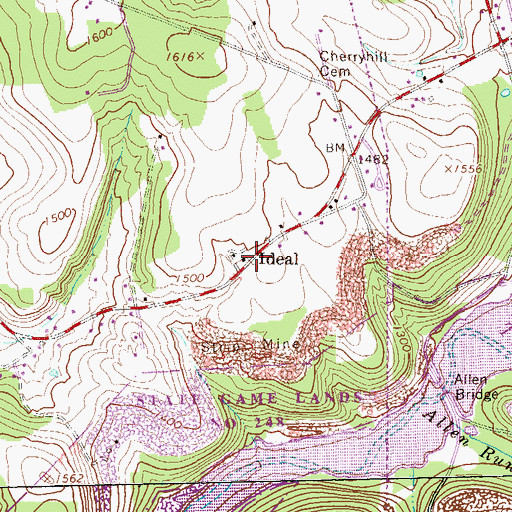 Topographic Map of Ideal, PA