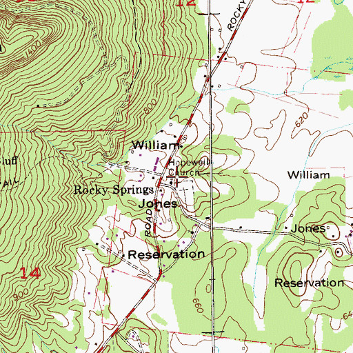 Topographic Map of Hopewell Church, AL