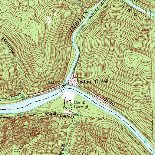 Topographic Map of Indian Creek, PA